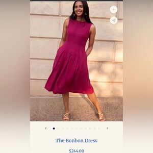 RARE The Pockets Project Bonbon Linen Dress Peony Classic Minimalist Style Large